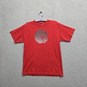 VINTAGE Volcom Men Shirt M Red Graphic Geometric‎ Logo Short Sleeve Y2K Skater